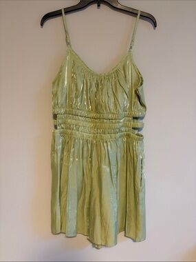Olive Green Women's Romper Jumpsuit with Smocked Waist